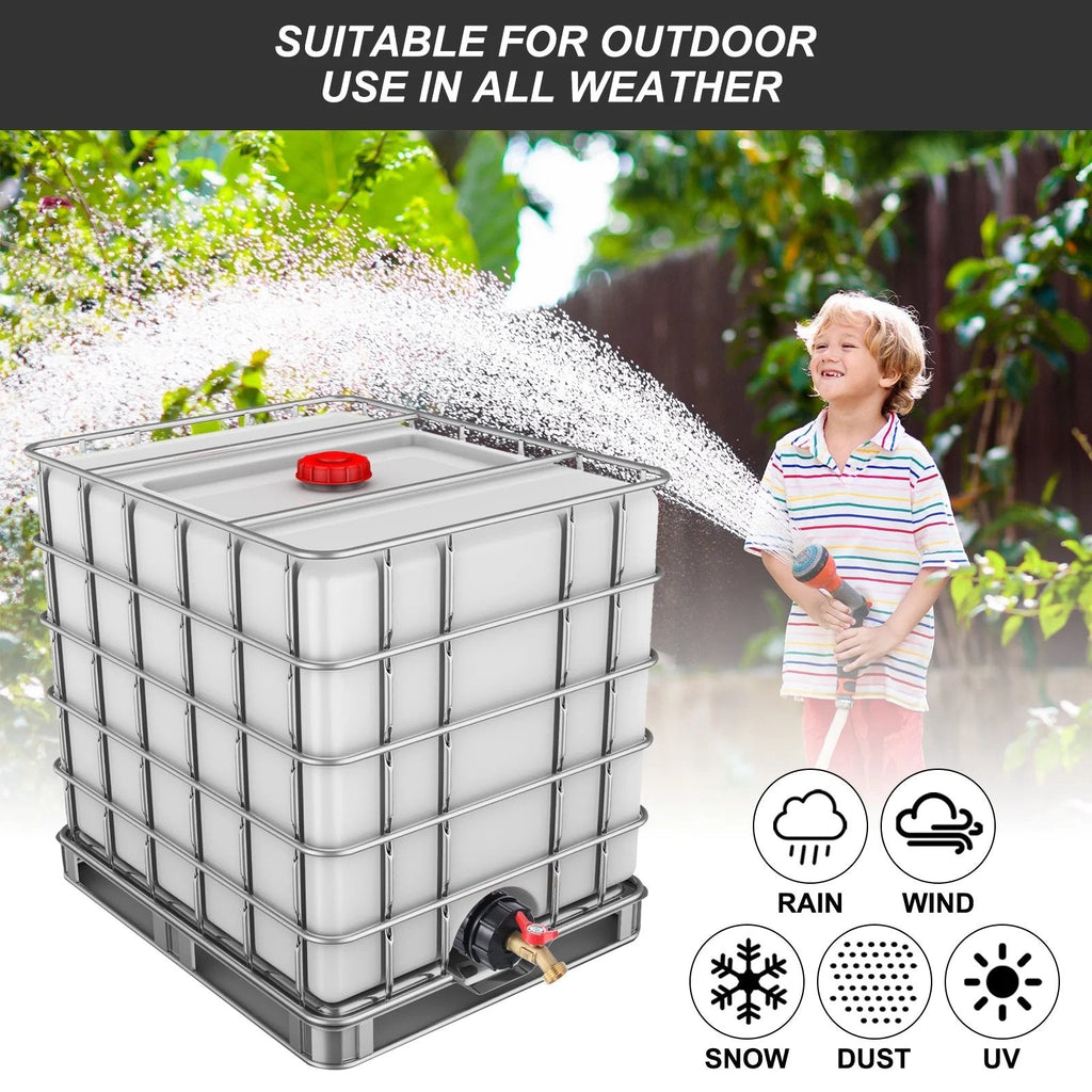 275-330 Gallon IBC Tote Tank Adapter - 2.44" Fine Thread, 1/2" NPT × 3/4" GHT Male Fittings with Garden Hose Quick Connector