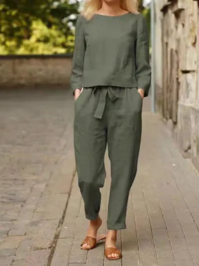 Women's Solid Color Fashion Leisure Suit Two-piece Set Suit