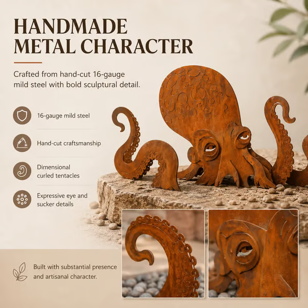 🔥2026 Hot Sale - 🐙Rust Patina Giant Squid Garden Sculpture