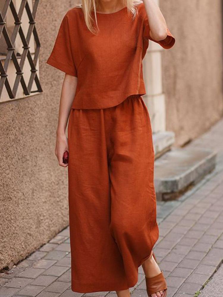 Casual and Loose Solid Color Set of Two Pieces