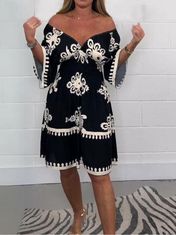 V-neck printed dress