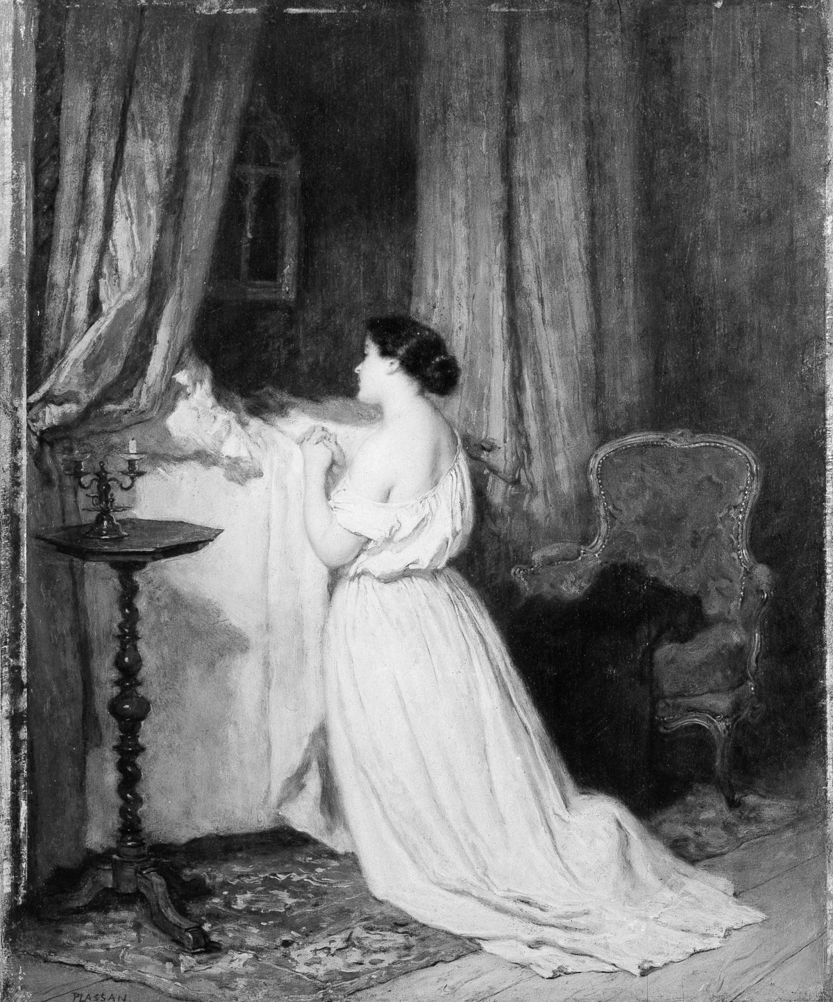 Mother and Child by Antoine-Emile Plassan - Classic Art canvas print