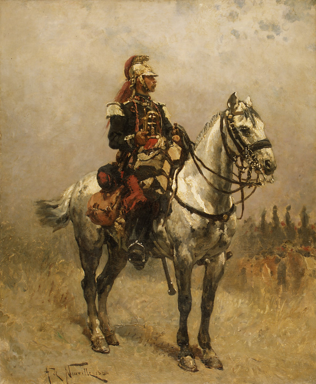 A Cavalryman by Alphonse-Marie-Adolphe de Neuville - Oil Painting canvas print
