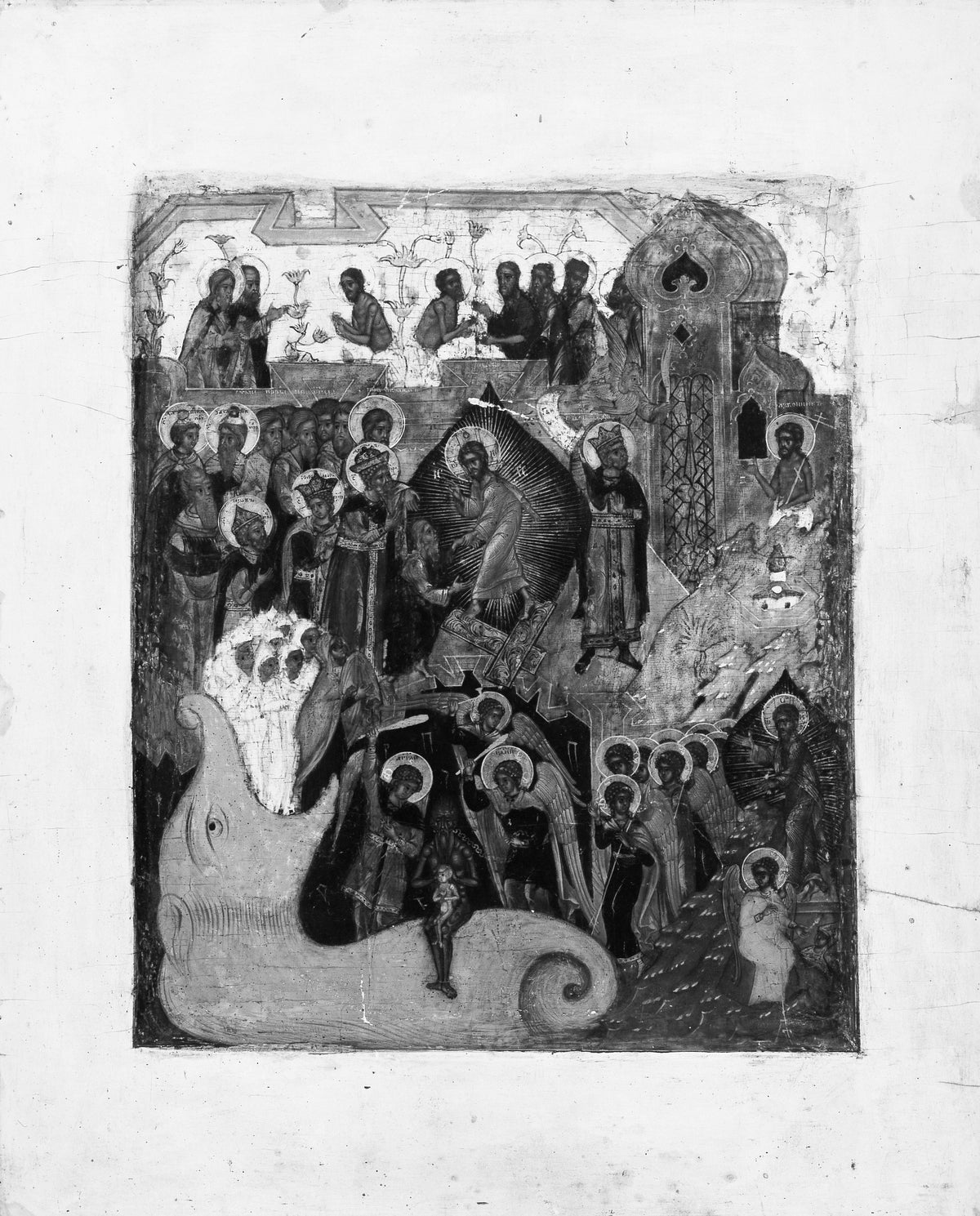 The Resurrection of Christ and the Harrowing of Hell by Russian Painter - Tempera canvas print