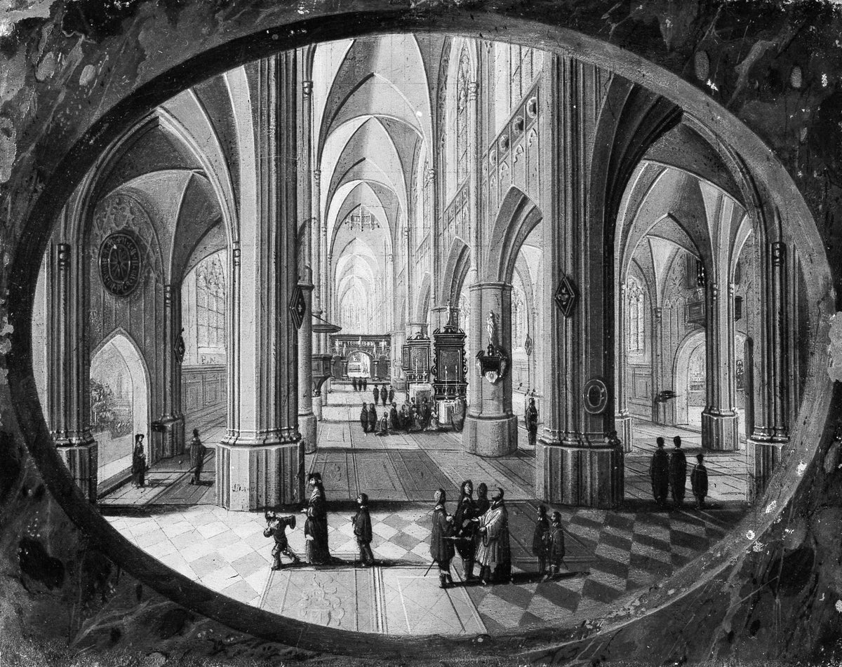 Interior of a Gothic Church by Day by Pieter Neeffs the Elder - Classic Art canvas print