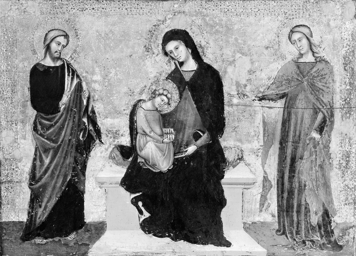Madonna and Child Enthroned with Saints James Minor and Lucy by Marco di Paolo Veneziano - Tempera canvas print