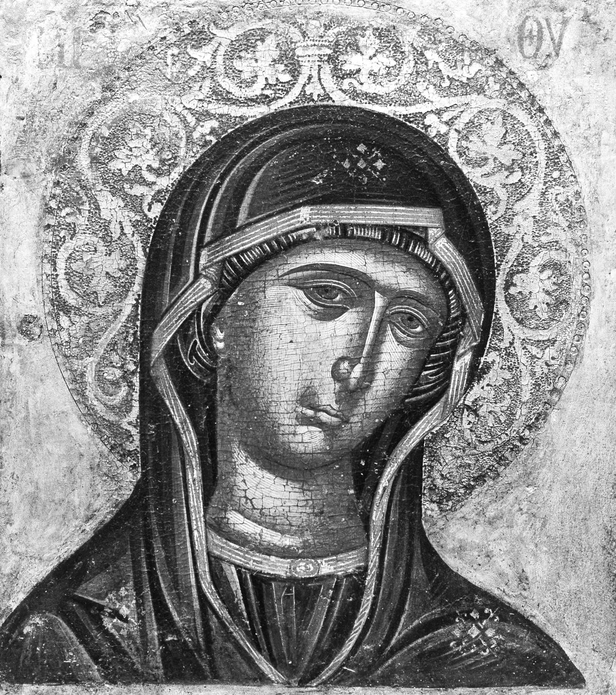 Head of the Virgin by Emmanuel Tzanès - Tempera canvas print