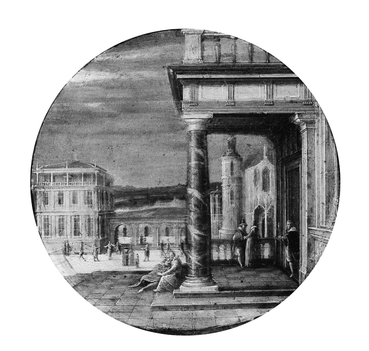 A Renaissance Portico with Elegant Figures by Hendrick van Steenwijck II - Classic Art canvas print