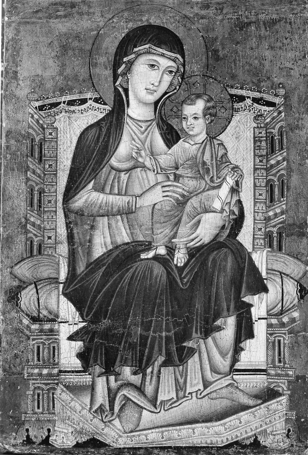 Madonna and Child Enthroned by Italian (Florentine) Painter - Tempera canvas print