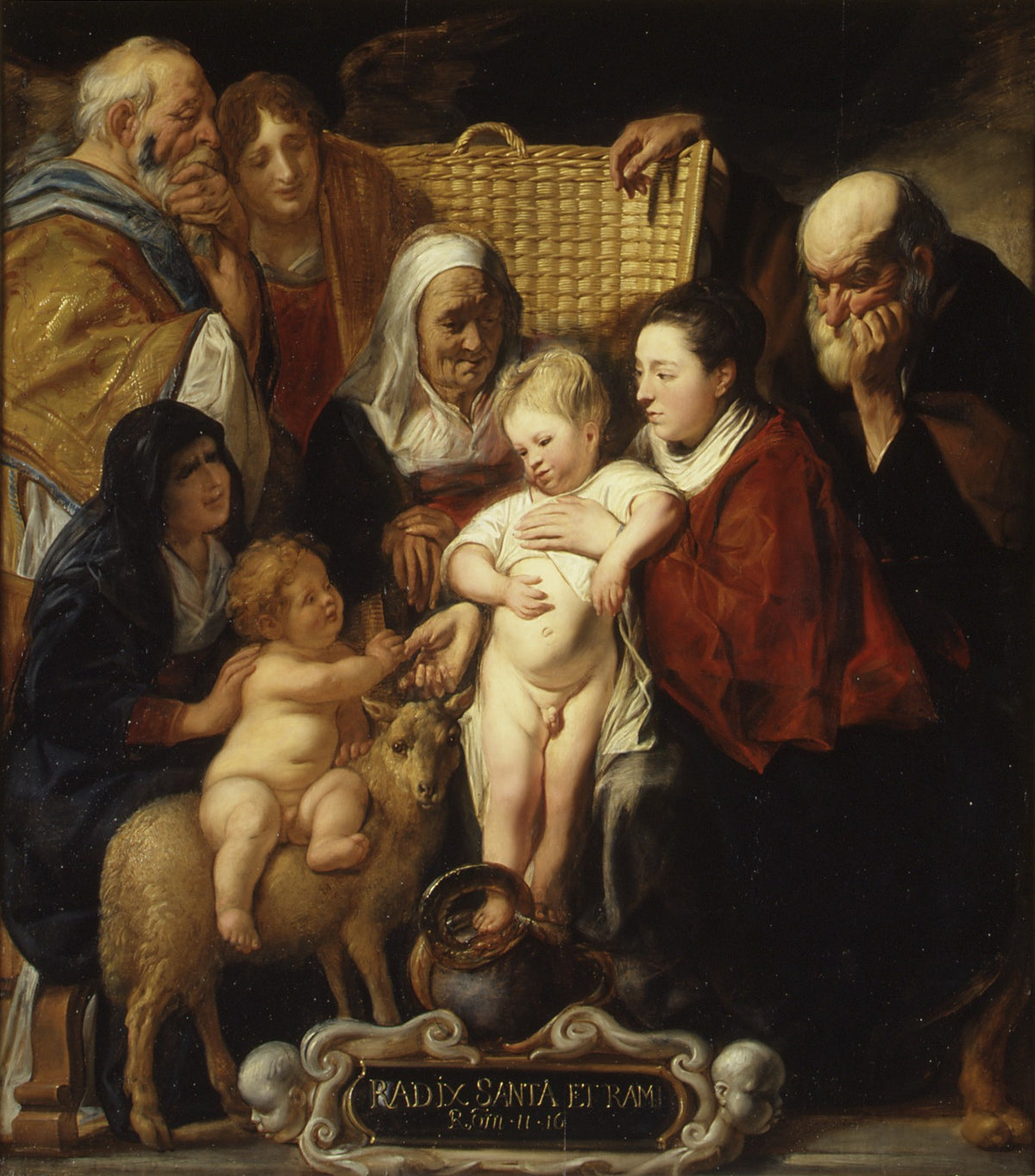 The Holy Family with Saint Anne and the Young Baptist and His Parents by Jacob Jordaens - Classic Art canvas print