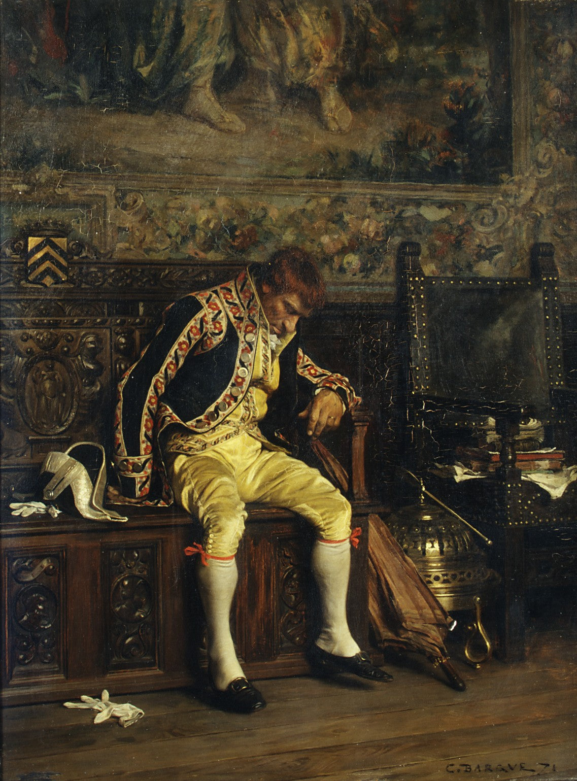 A Footman Sleeping by Charles Bargue - Classic Art canvas print