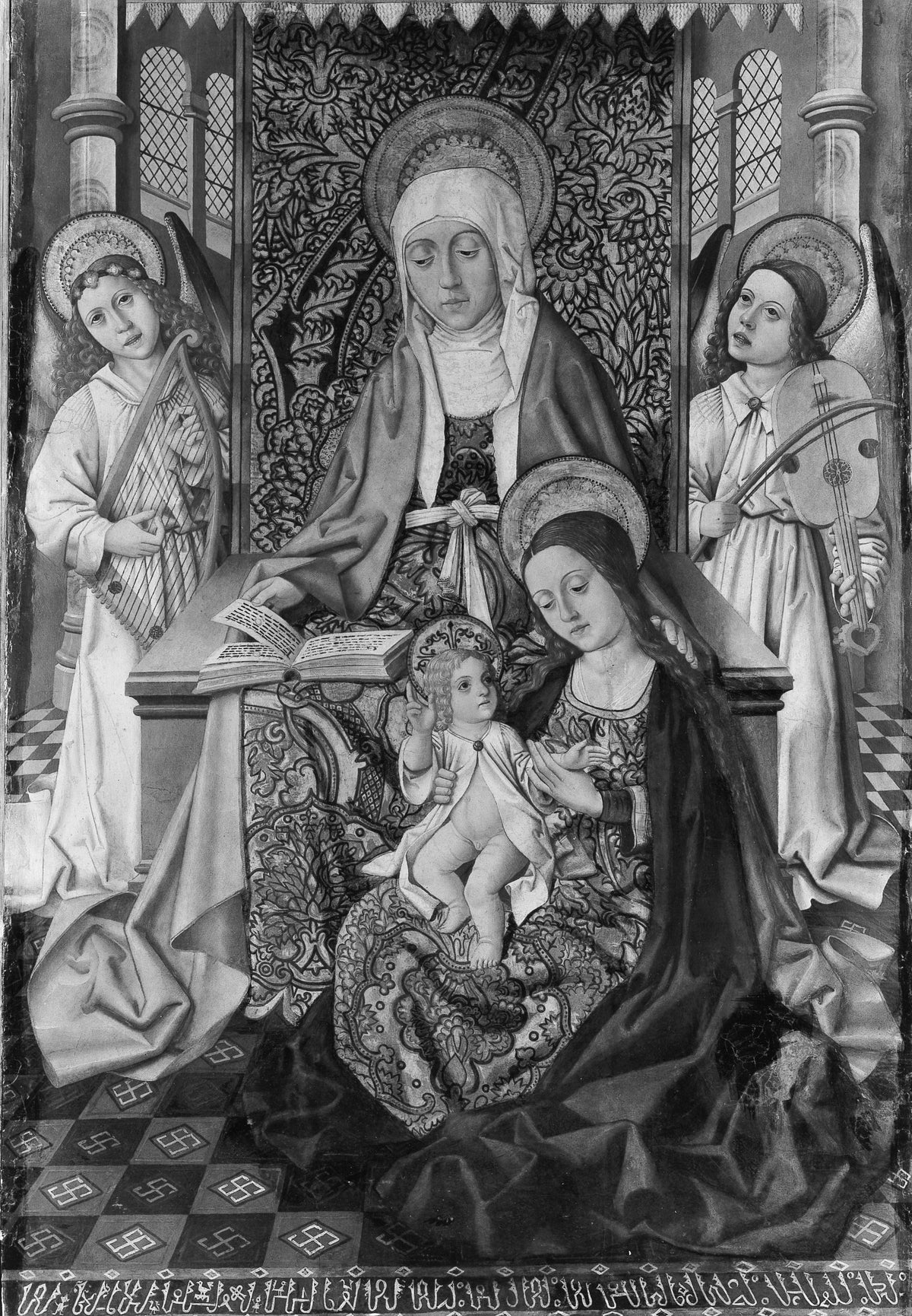 Saint Anne Enthroned with the Virgin and Child by Osma Master - Tempera canvas print
