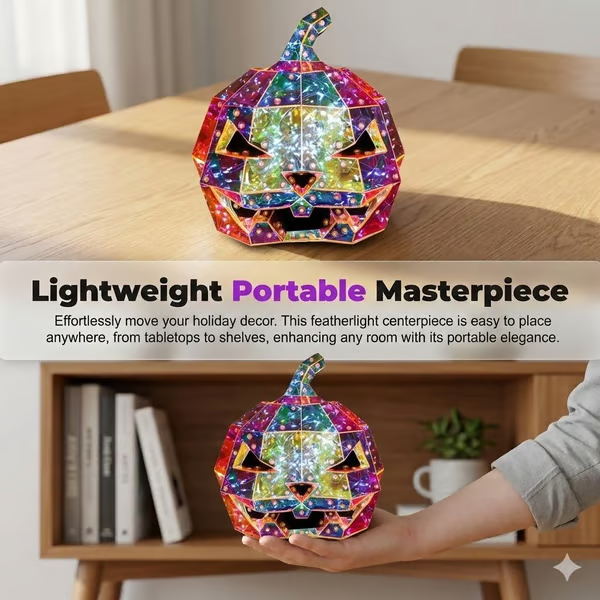🎃 Prism Pumpkin Night Light | Iridescent LED Halloween Decor