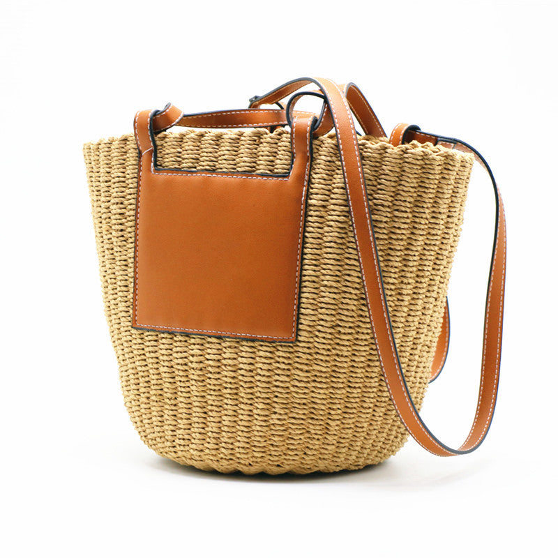 Mitsubishi Grass Handmade Oblique Woven Beach Straw Bag