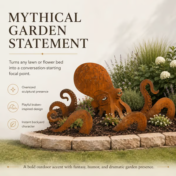 🔥2026 Hot Sale - 🐙Rust Patina Giant Squid Garden Sculpture
