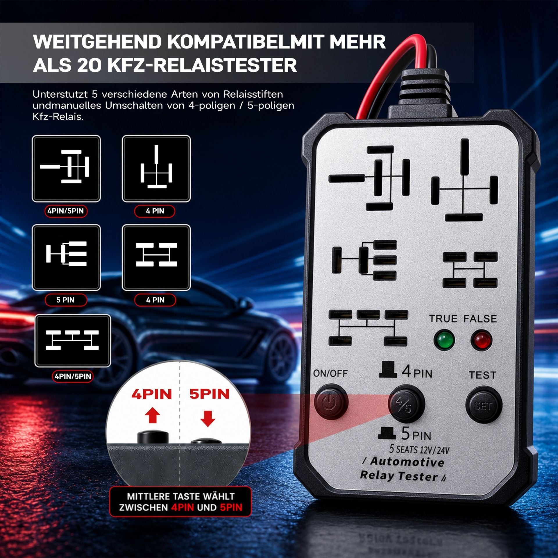 🔥2026 New upgrade 12V/24V Universal Relay Tester | Professional 5-Pin Auto Diagnostic Tool