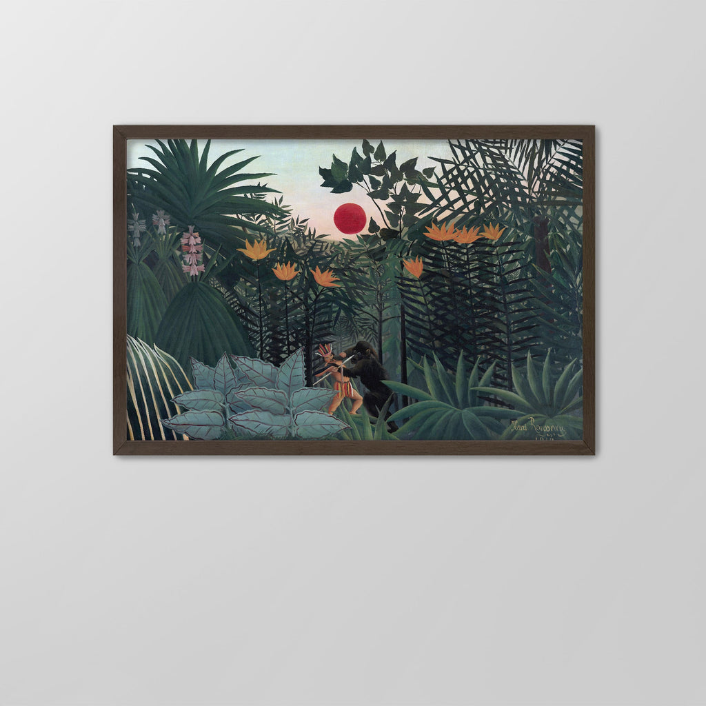 Indian Struggling with a Gorilla Canvas Print