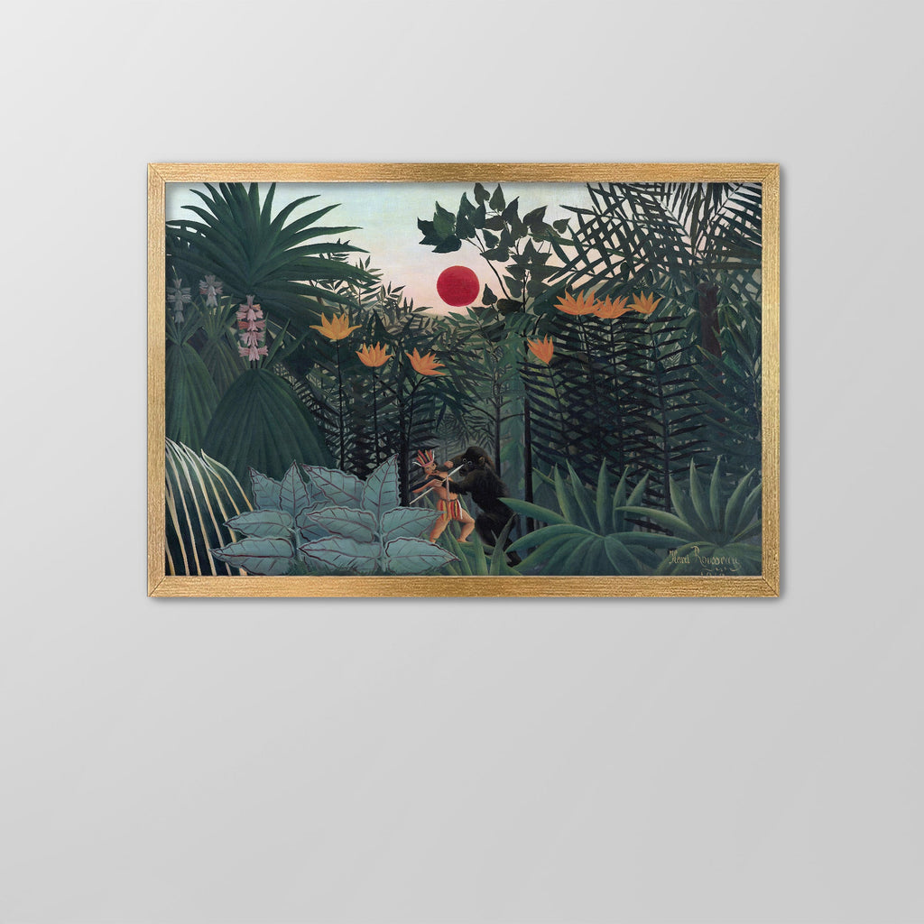 Indian Struggling with a Gorilla Canvas Print