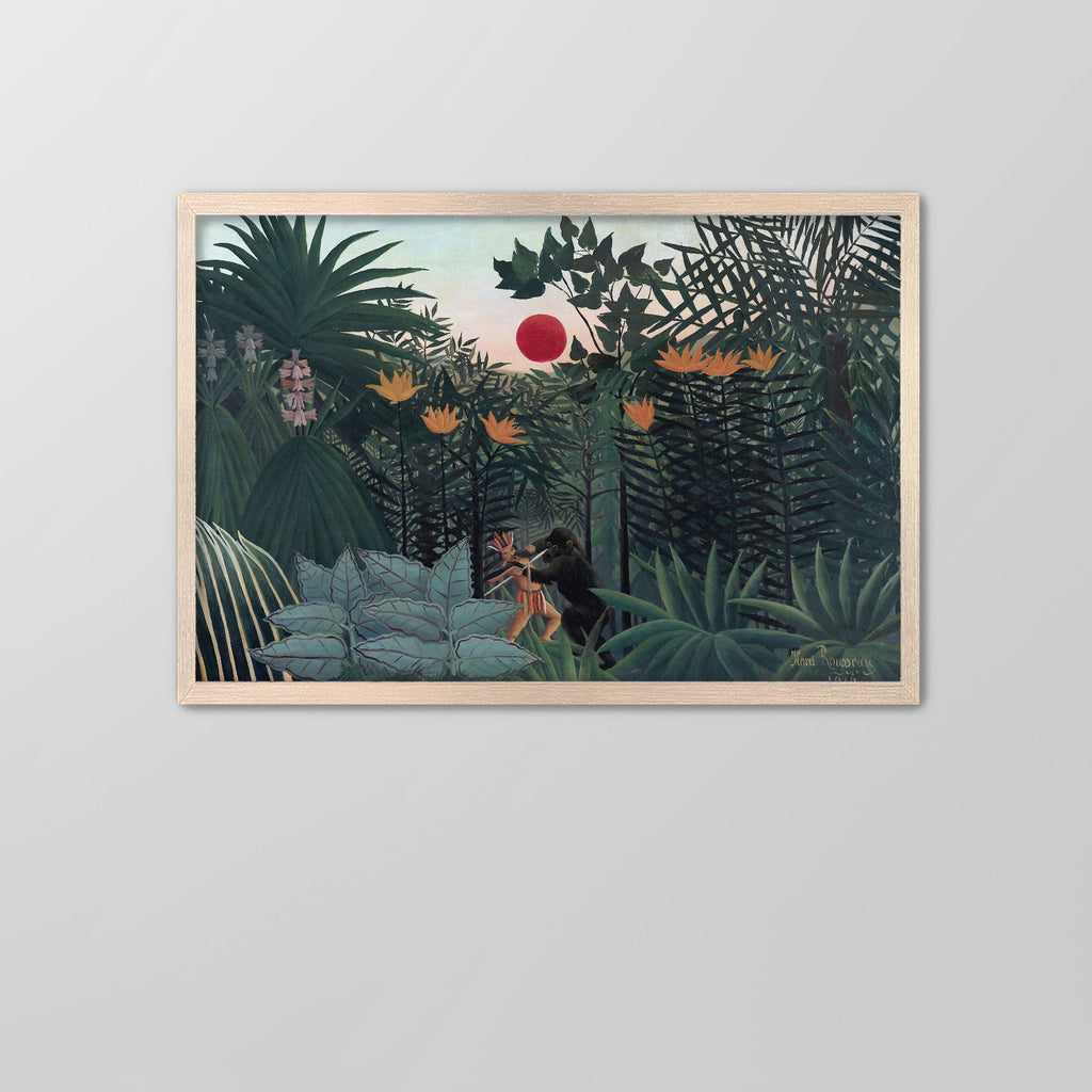 Indian Struggling with a Gorilla Canvas Print
