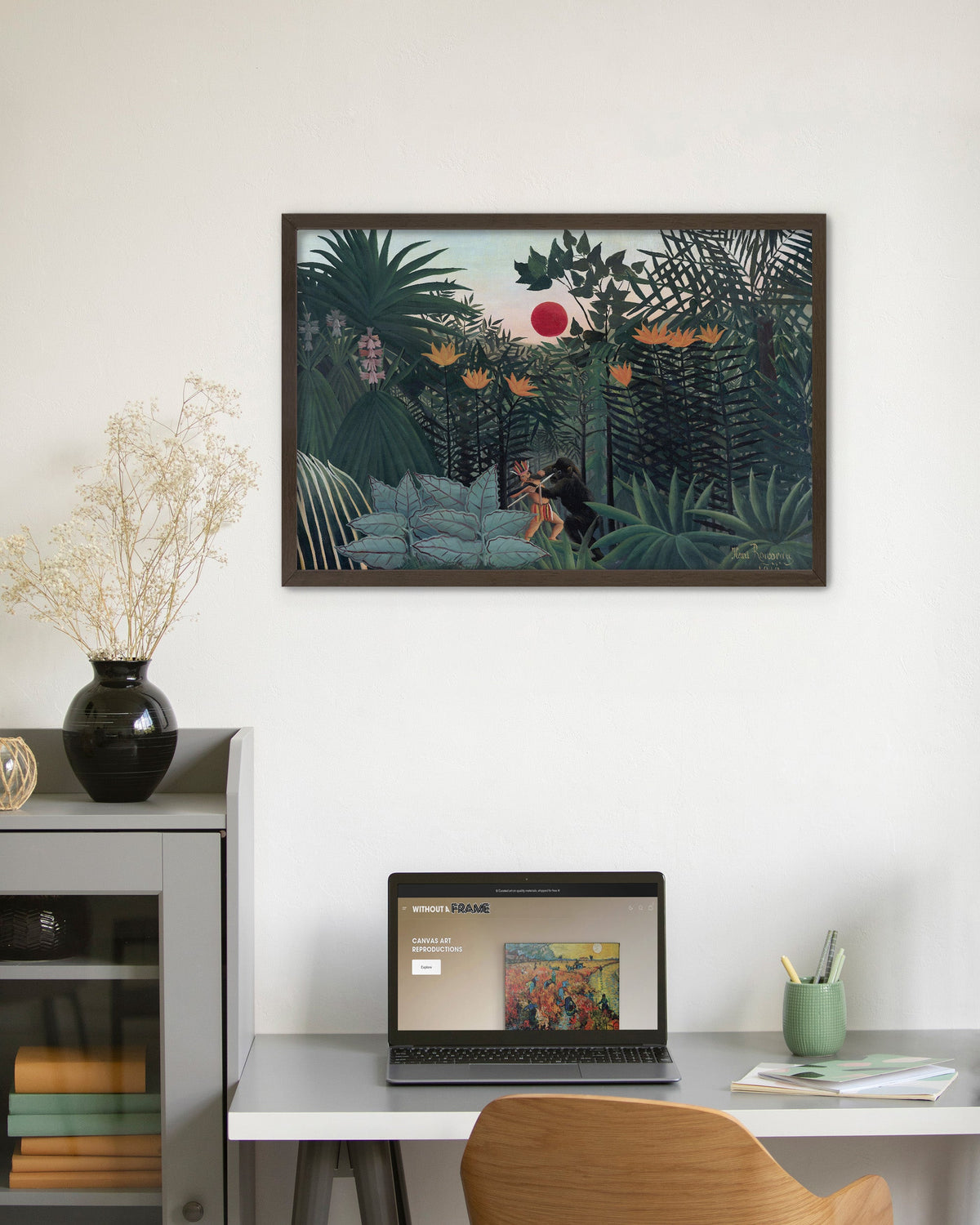 Indian Struggling with a Gorilla Canvas Print