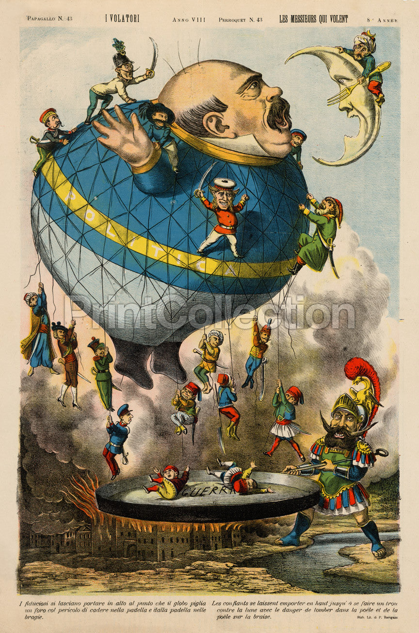 Italian Political Cartoon, 1880 by PrintCollection - Oil Painting canvas print