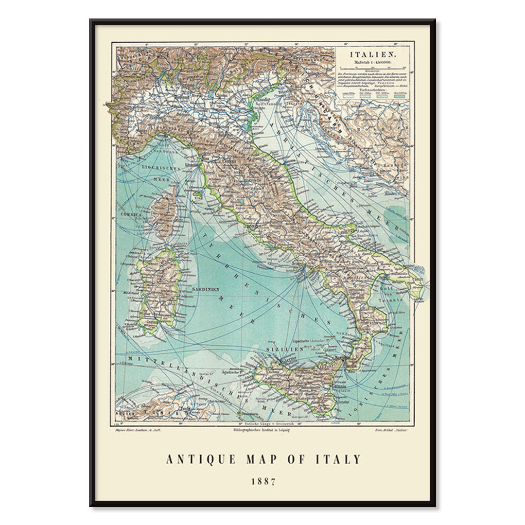Carte ancienne d'Italie Canvas Print