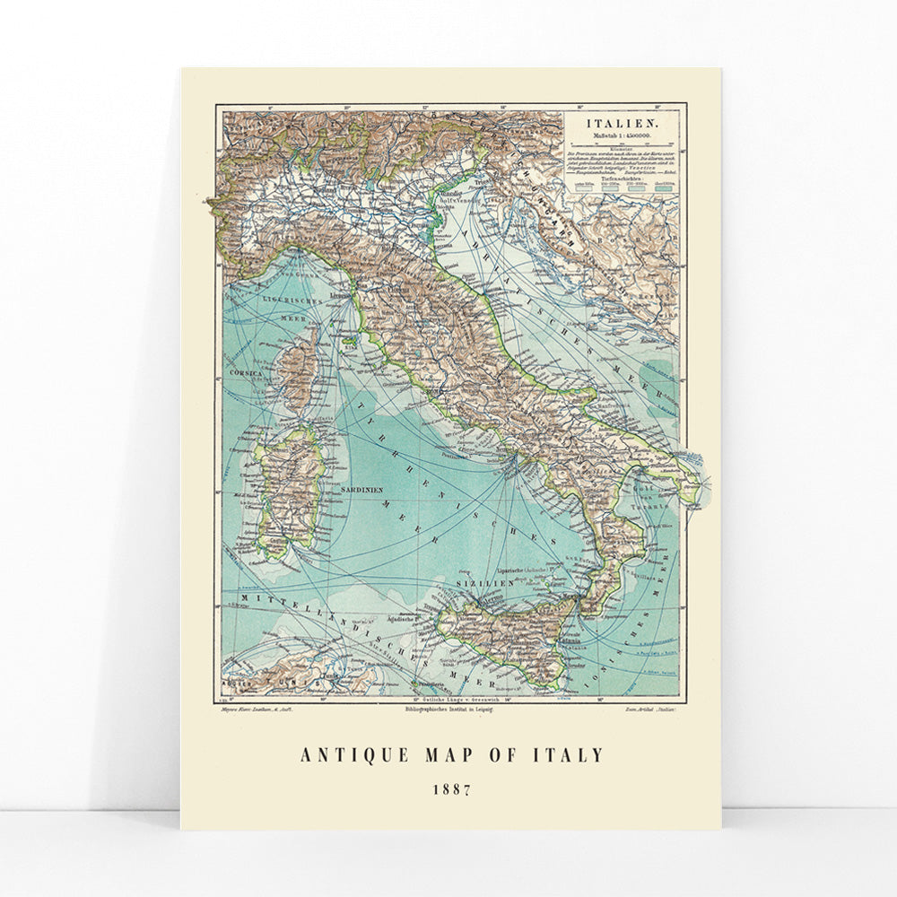 Carte ancienne d'Italie Canvas Print