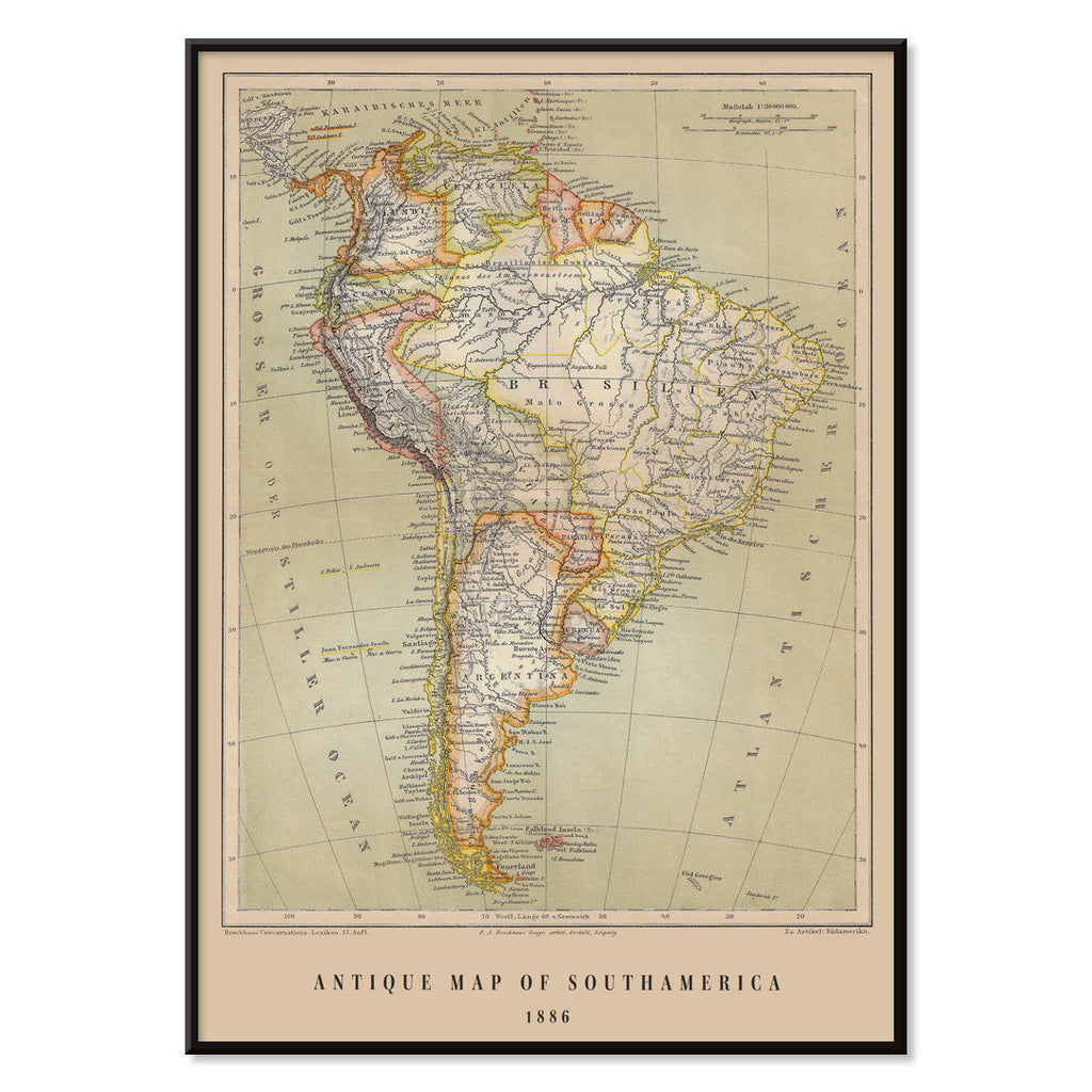 Carte ancienne du Brésil Canvas Print