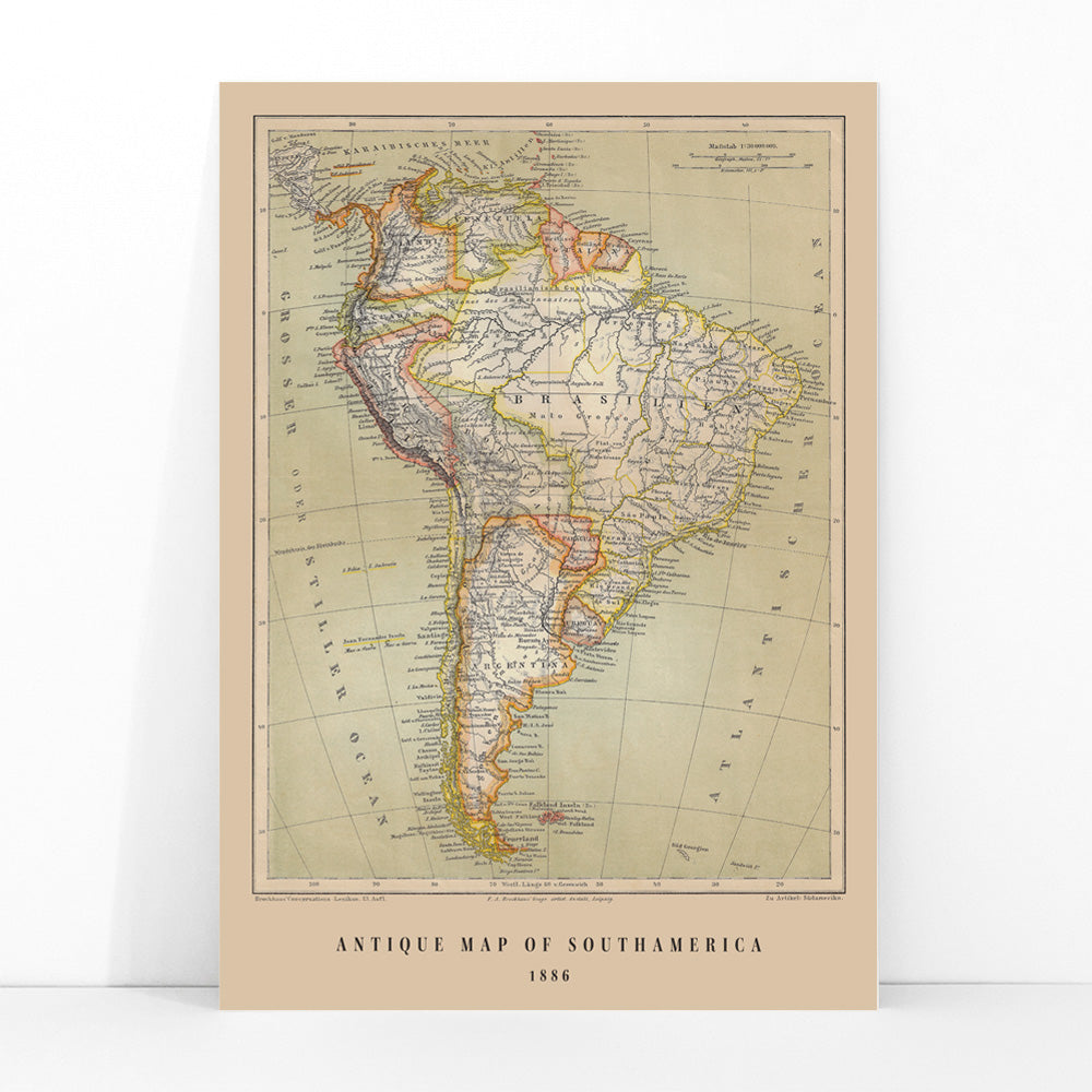 Carte ancienne du Brésil Canvas Print
