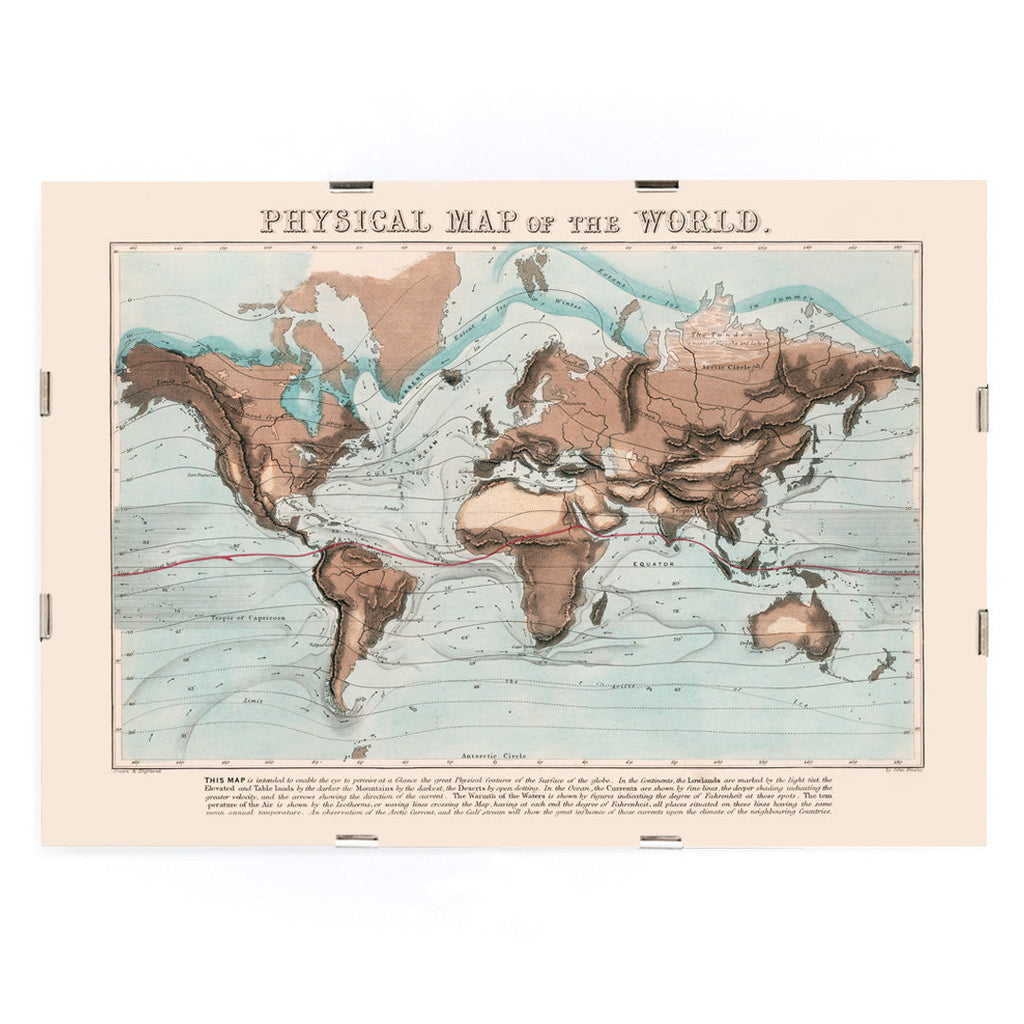 Carte physique du monde Canvas Print