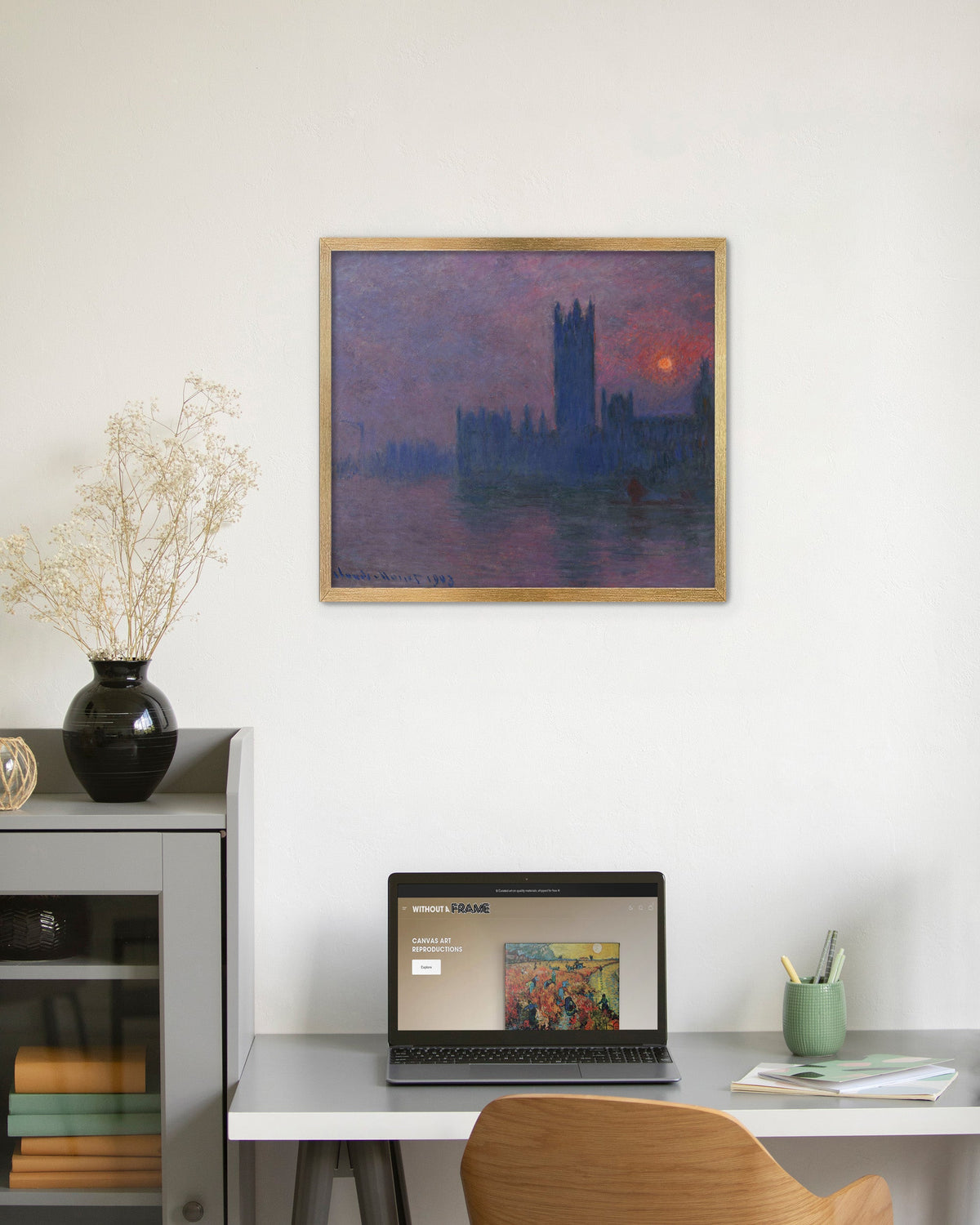 Parliament, Setting Sun Canvas Print