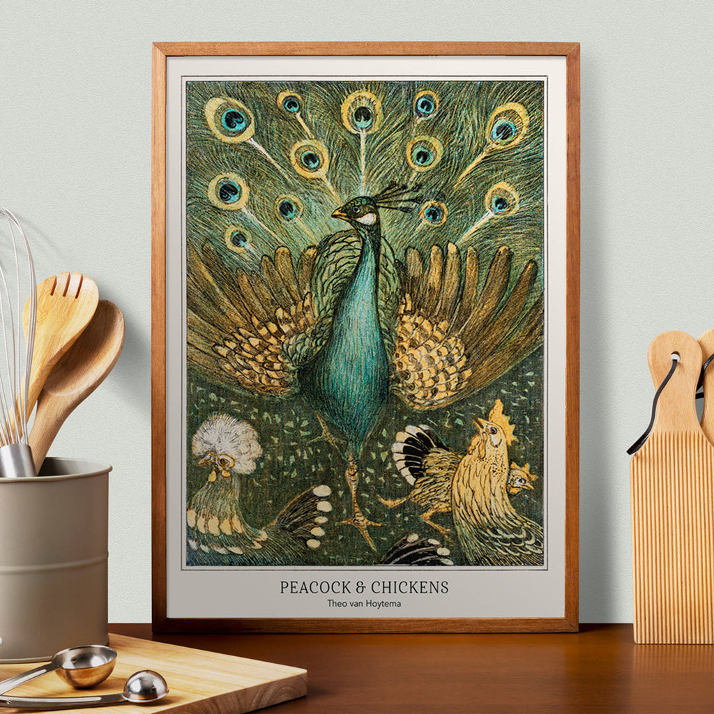 Paon et poules Canvas Print