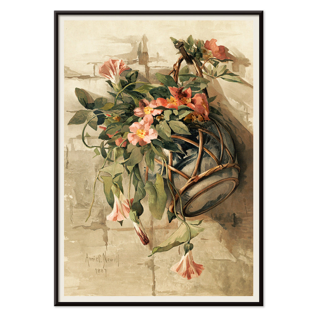 Fleurs roses dans un vase suspendu Canvas Print