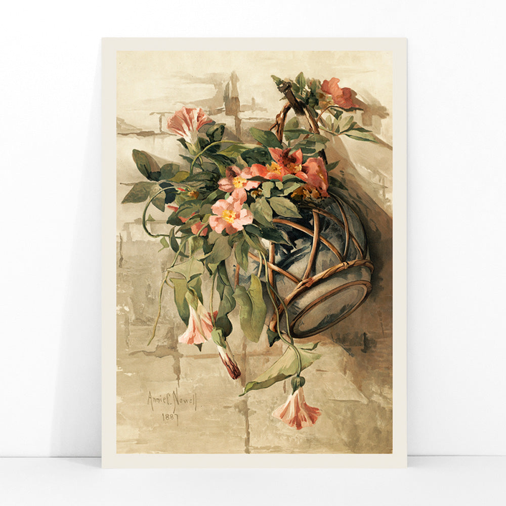 Fleurs roses dans un vase suspendu Canvas Print