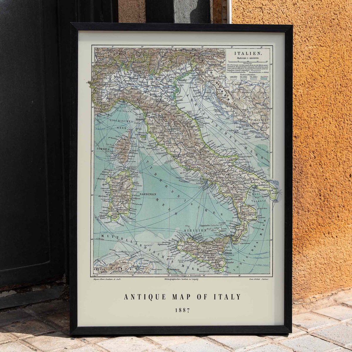 Carte ancienne d'Italie Poster by Moryarty - Oil Painting canvas print