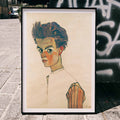 Autoportrait en chemise raye Poster by Moryarty - Oil Painting canvas print