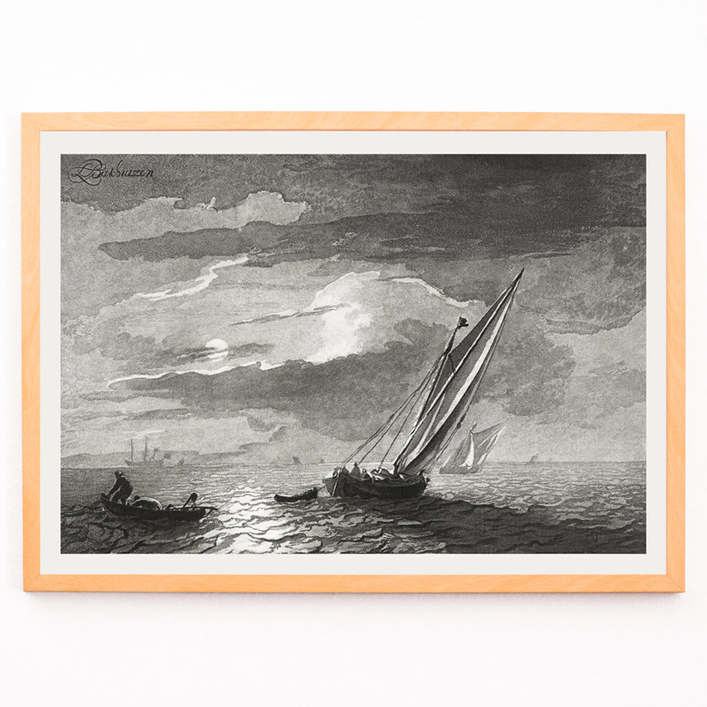 Paysage marin au clair de lune Canvas Print