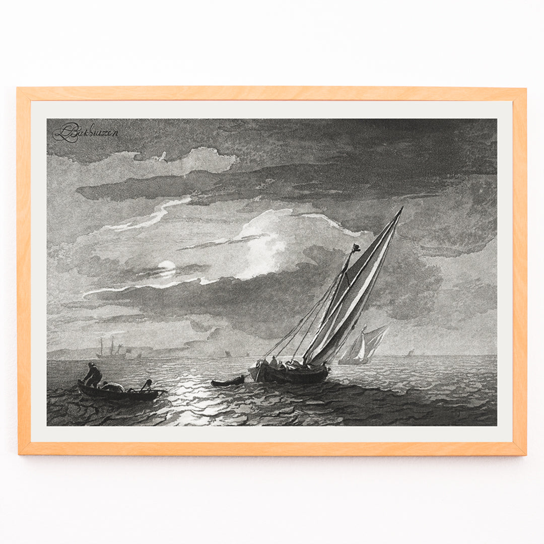 Paysage marin au clair de lune Canvas Print