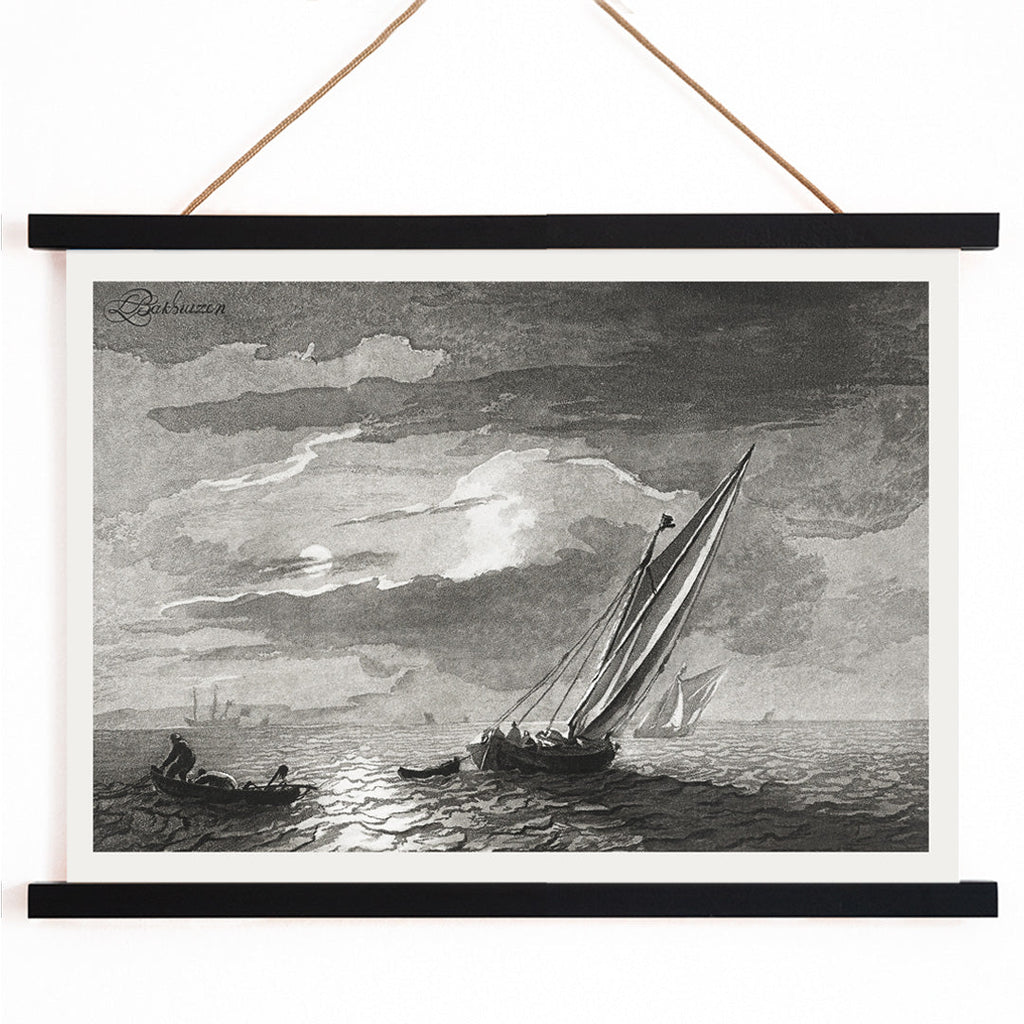 Paysage marin au clair de lune Canvas Print