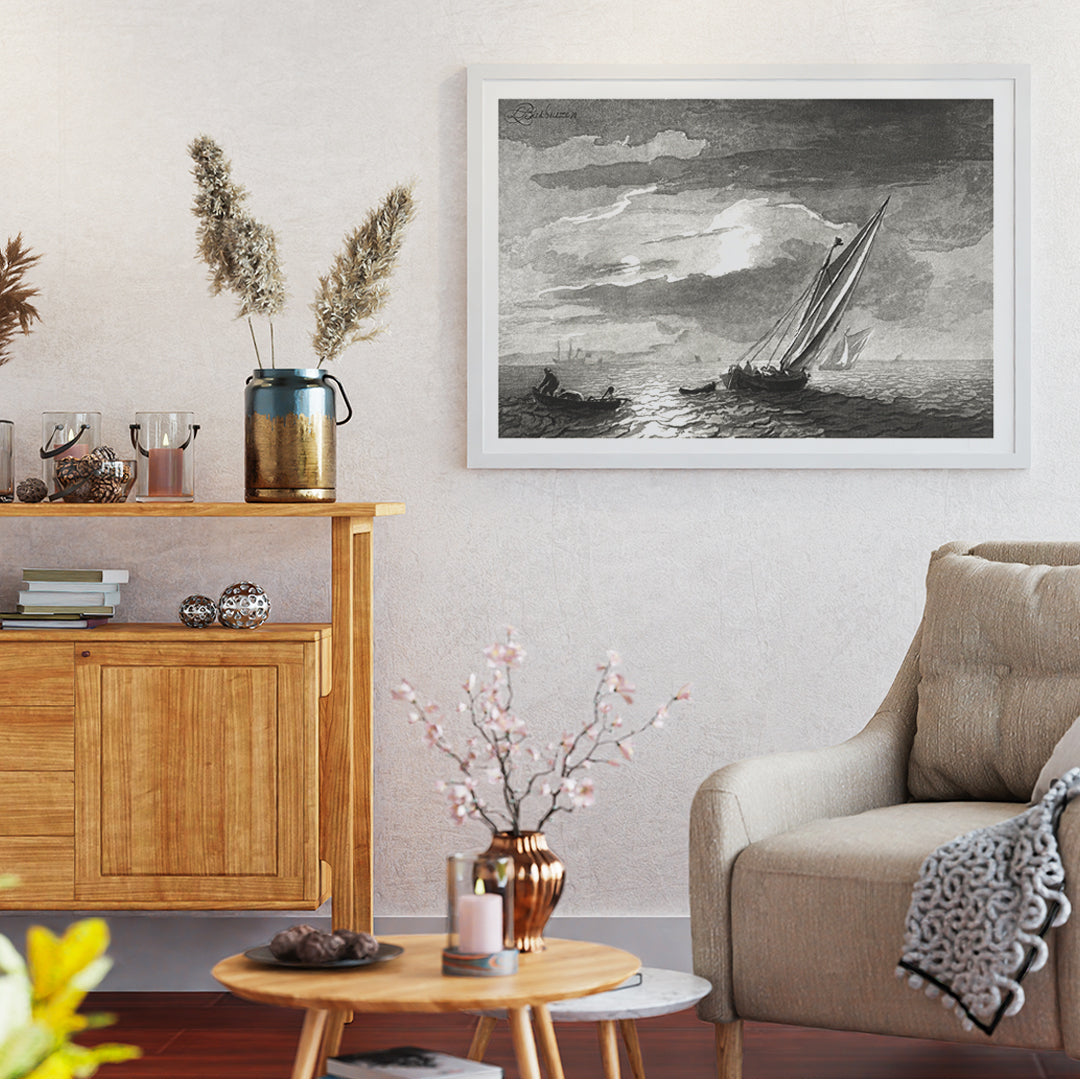 Paysage marin au clair de lune Poster by Moryarty - Oil Painting canvas print