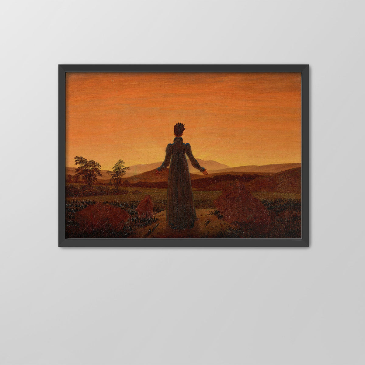 Woman in front of the Setting Sun Canvas Print