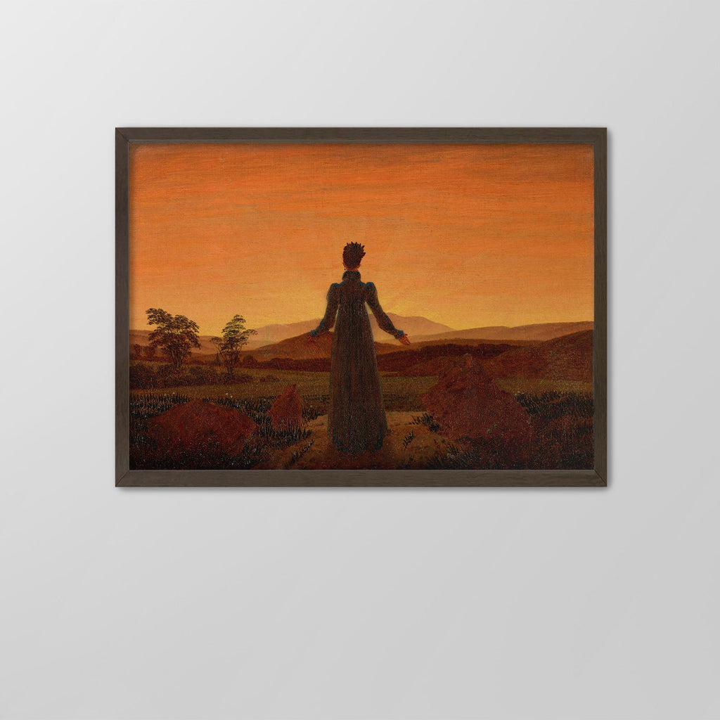 Woman in front of the Setting Sun Canvas Print