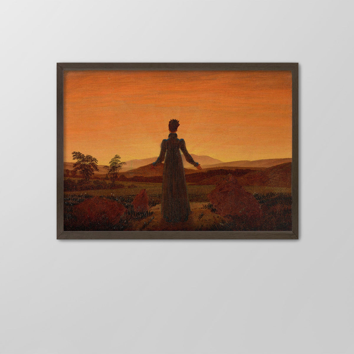 Woman in front of the Setting Sun Canvas Print
