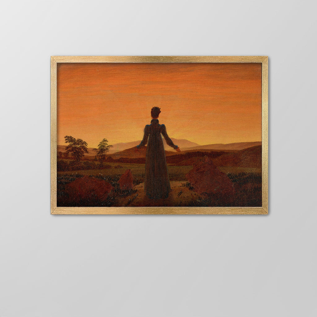 Woman in front of the Setting Sun Canvas Print