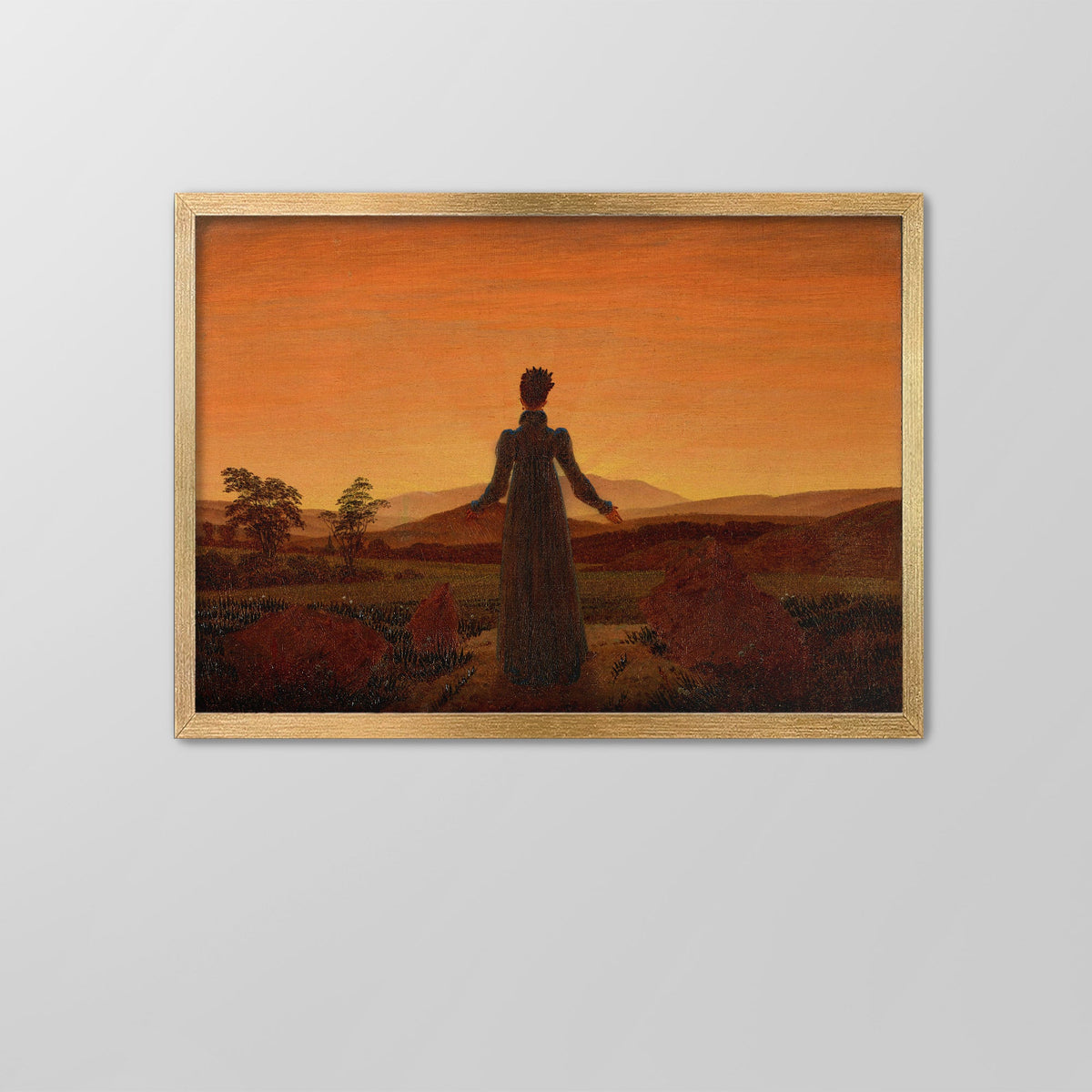 Woman in front of the Setting Sun Canvas Print