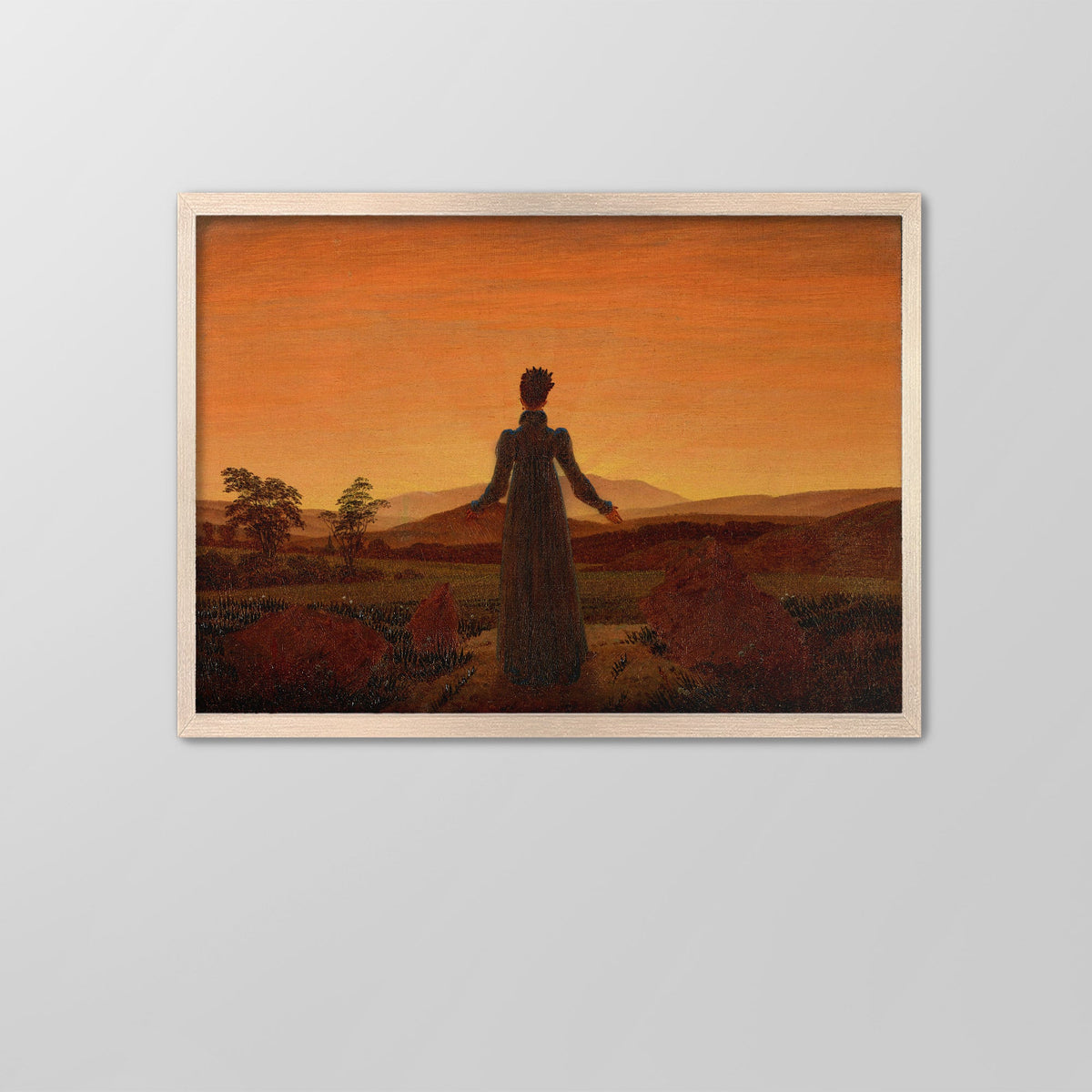 Woman in front of the Setting Sun Canvas Print