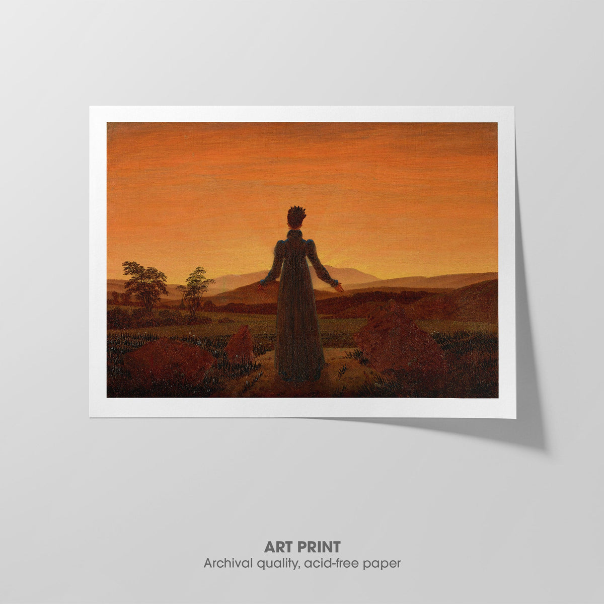 Woman in front of the Setting Sun Canvas Print