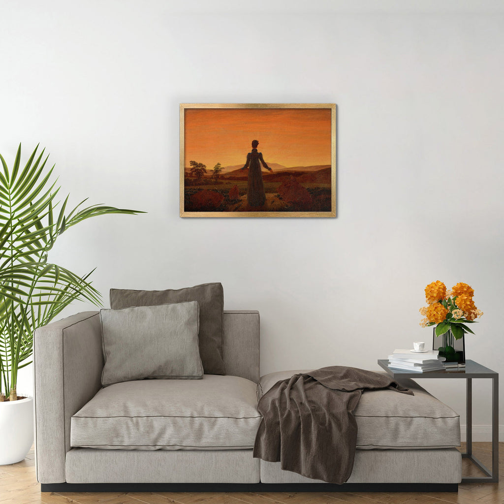 Woman in front of the Setting Sun Canvas Print
