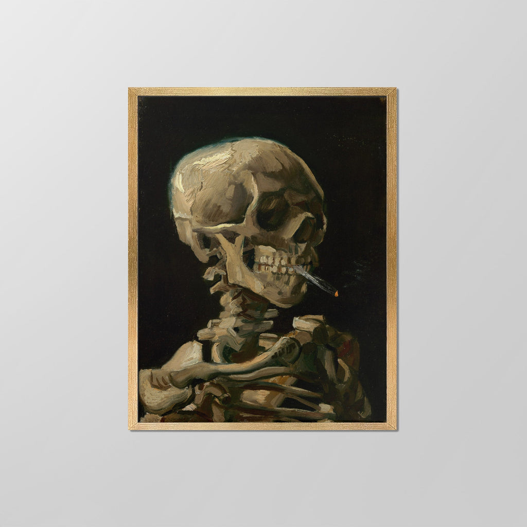 Skull of a Skeleton with Burning Cigarette Canvas Print