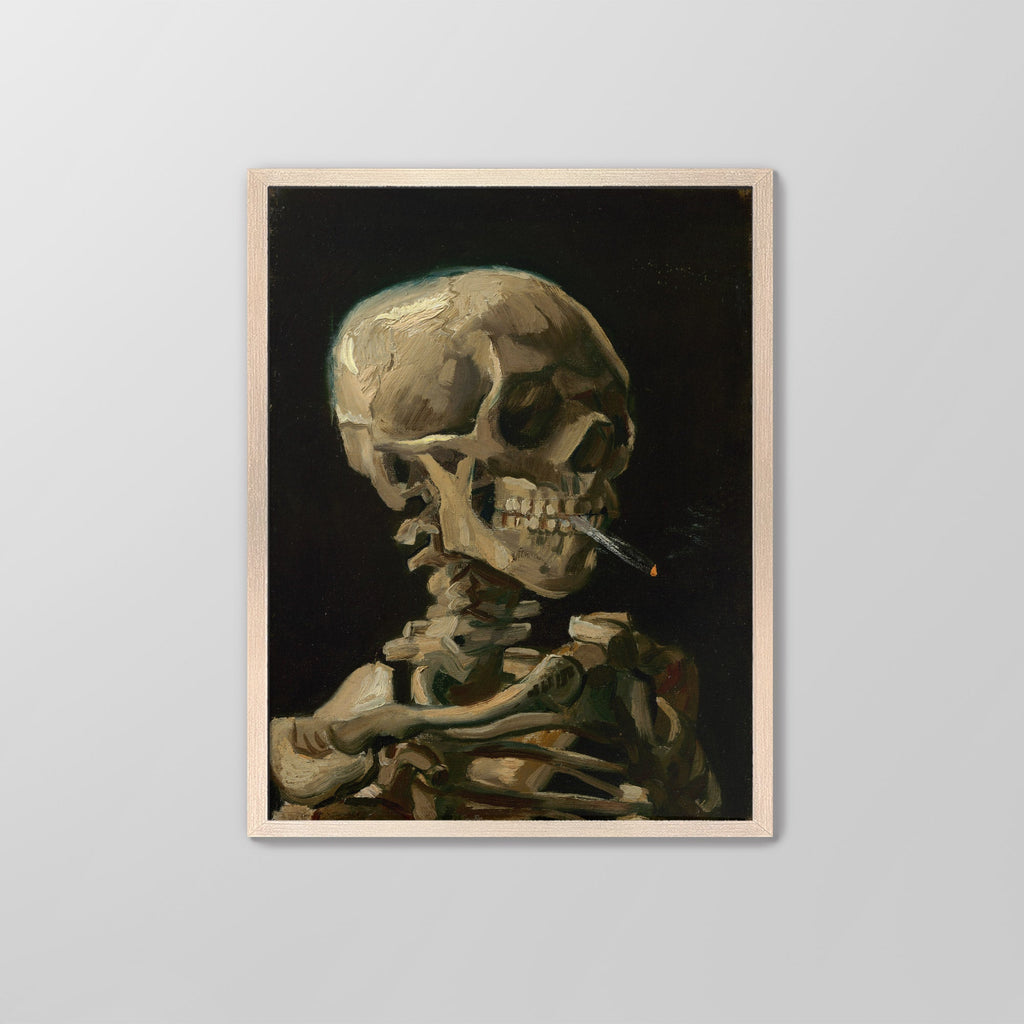 Skull of a Skeleton with Burning Cigarette Canvas Print